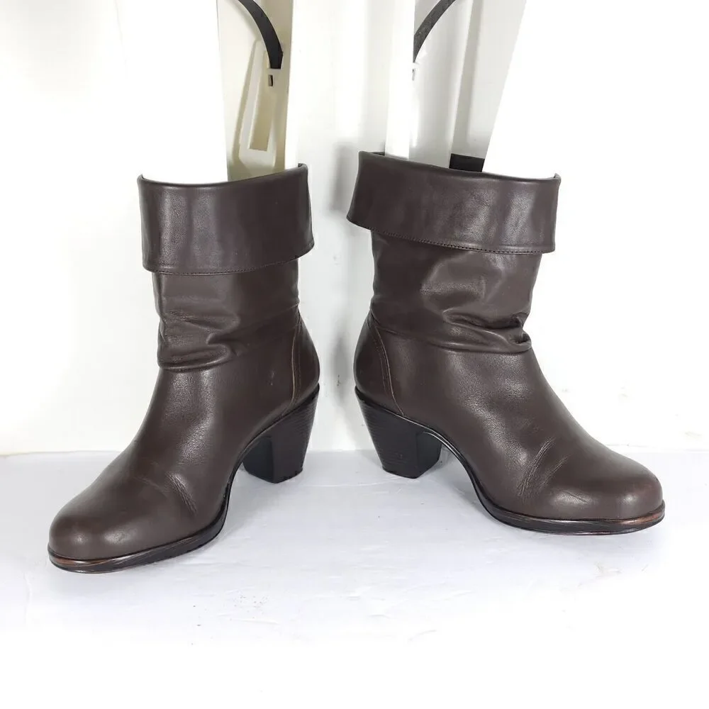 Dansko Women’s Bobbi US6-6,5 EU 37 Brown Leather Roll Down Slouch Boots